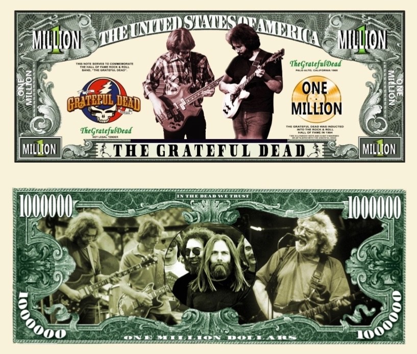 25 Pack Grateful Dead Rock Music Collectible Money Novelty 1 Million Dollar Bill