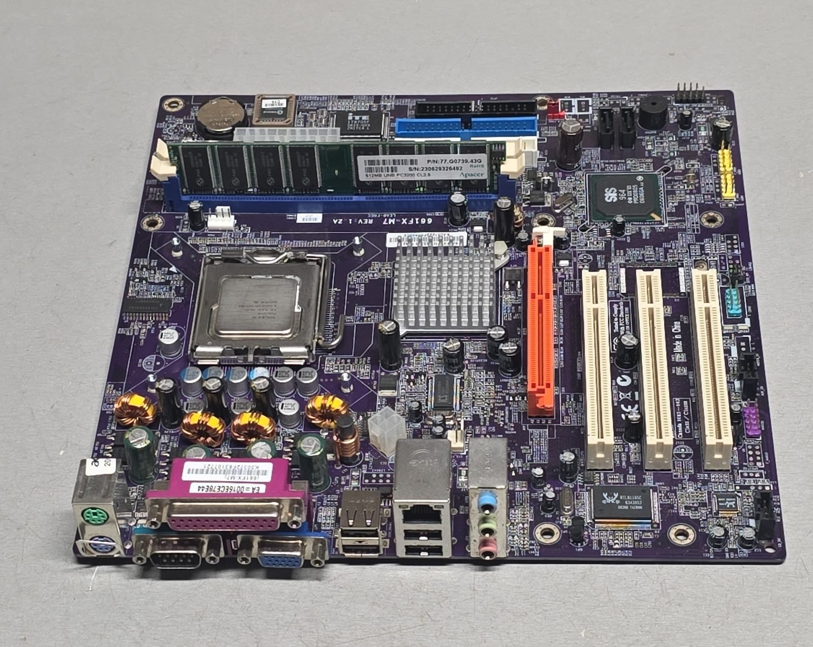 ECS 661FX-M7 Rev 1.2 Motherboard Socket 775 DDR w Celeron D 512MB RAM Tested