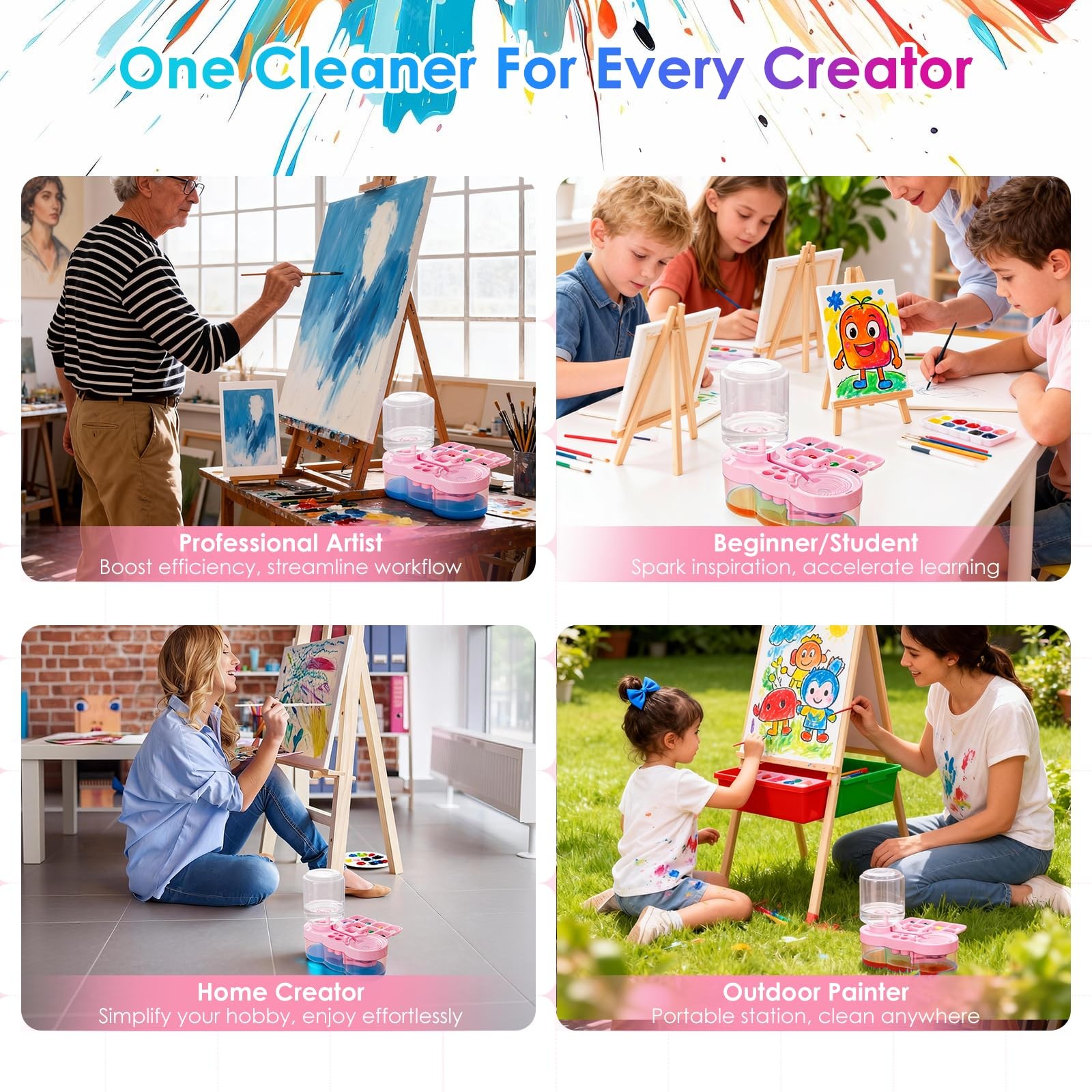 2026 Next-Gen Paint Brush Cleaner Tool [One-Press Cleaning & Leak-Proof] Comp...