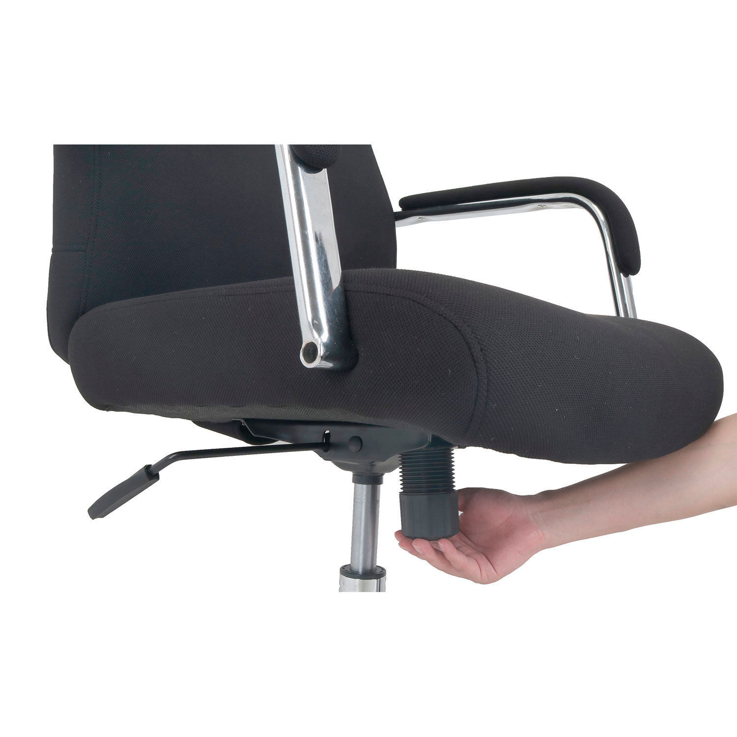 High Back Fabric Task Chair Black Fixed Arms High Back