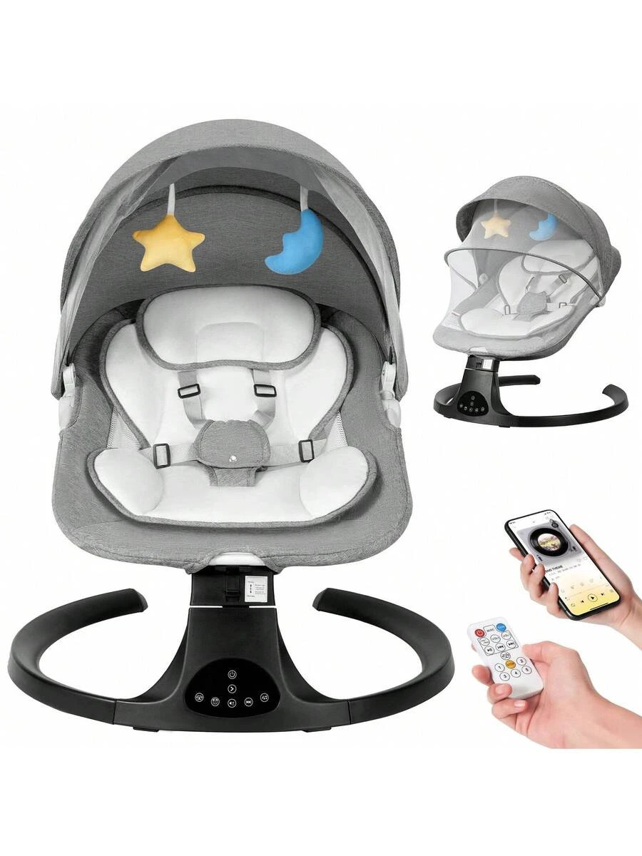 Portable Baby Swings Bouncer Music Speaker Seat 3 Adjustment Modes 10 Soothing