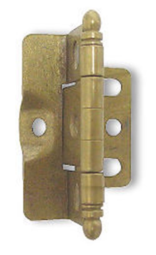 Wrap-Around Single Hinge for 3/4" Doors Non-Mortise Burnished Brass  2-1/4"