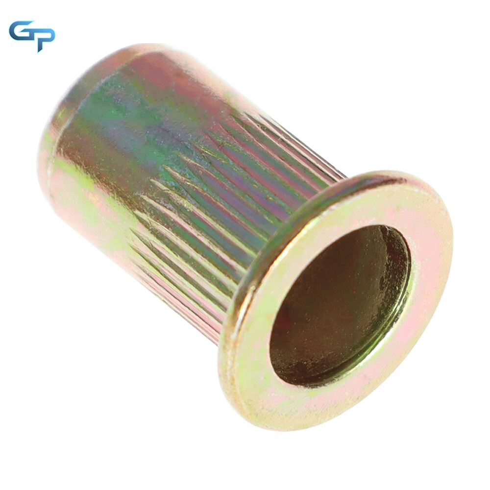 M6 Metric Carbon Steel Rivet Nut Flat Head Threaded Insert Nutsert 100 Pack