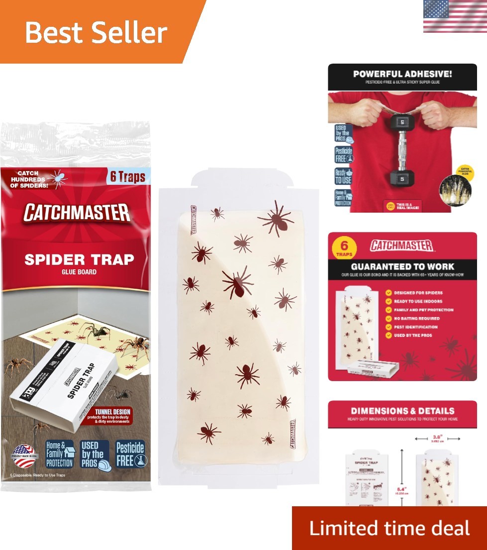 Effective 6-Pack Adhesive Traps for Spiders & Insects - -Round Home Defense