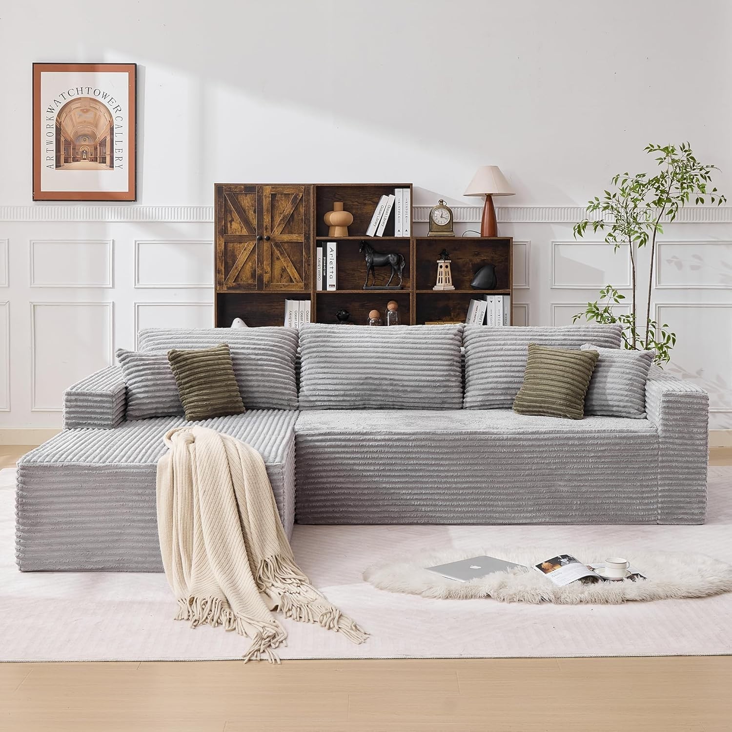 108" Boneless Couches Modular Sectional Sofa with Oversized Chaise No Assembly