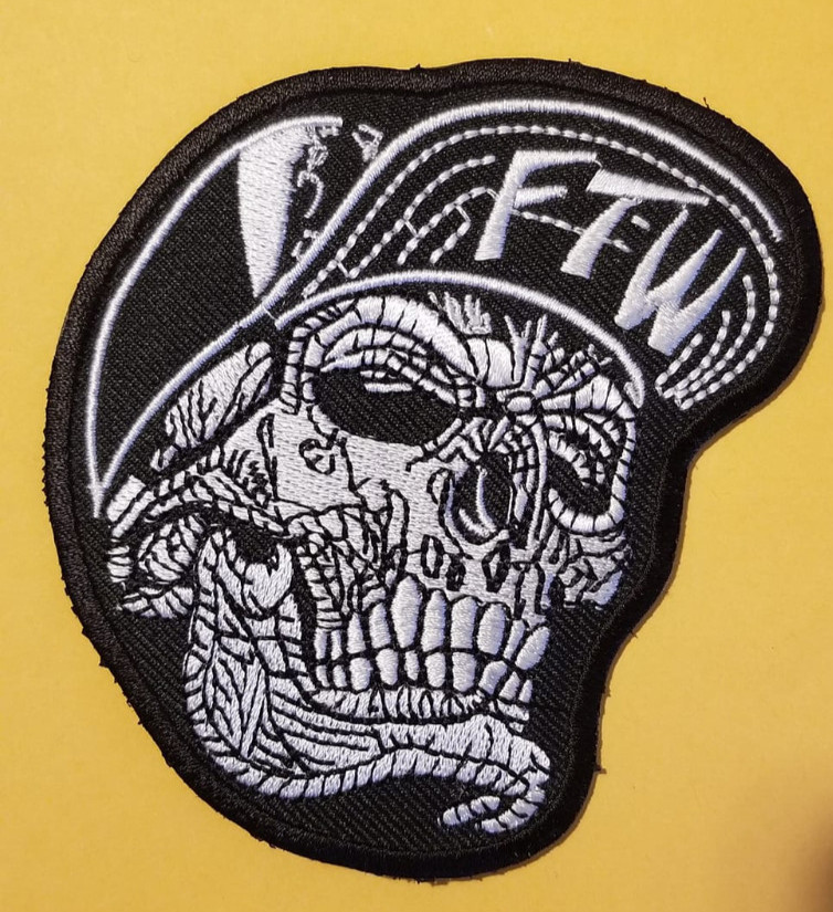 FTW Skull Hat Embroidered Patch iron or sew approx 3x3.5"