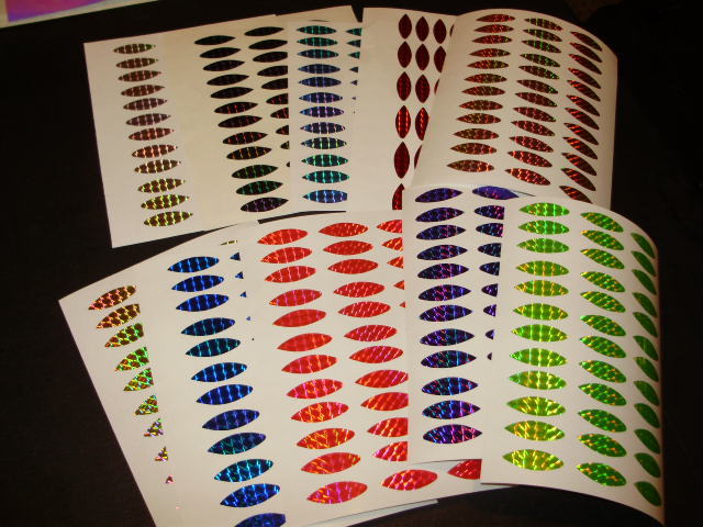 50 PK Willowleaf Prism Size 2 Fishing Holographic Lure Tape Die Cuts 14 Colors