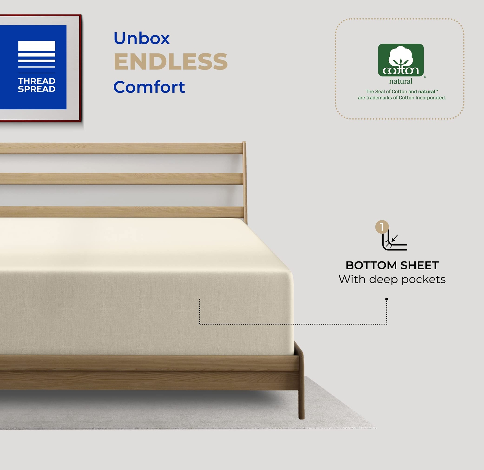 Queen Size Fitted Sheet Only - 100% Cotton 400 Thread Count Deep Pocket Queen...