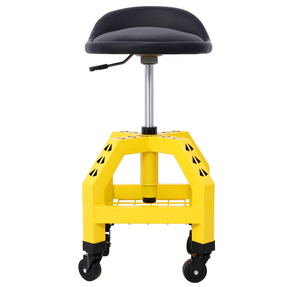 Yellow 360 Swivel Rolling Mechanic Stool Pneumatic Shop Seat with Casters