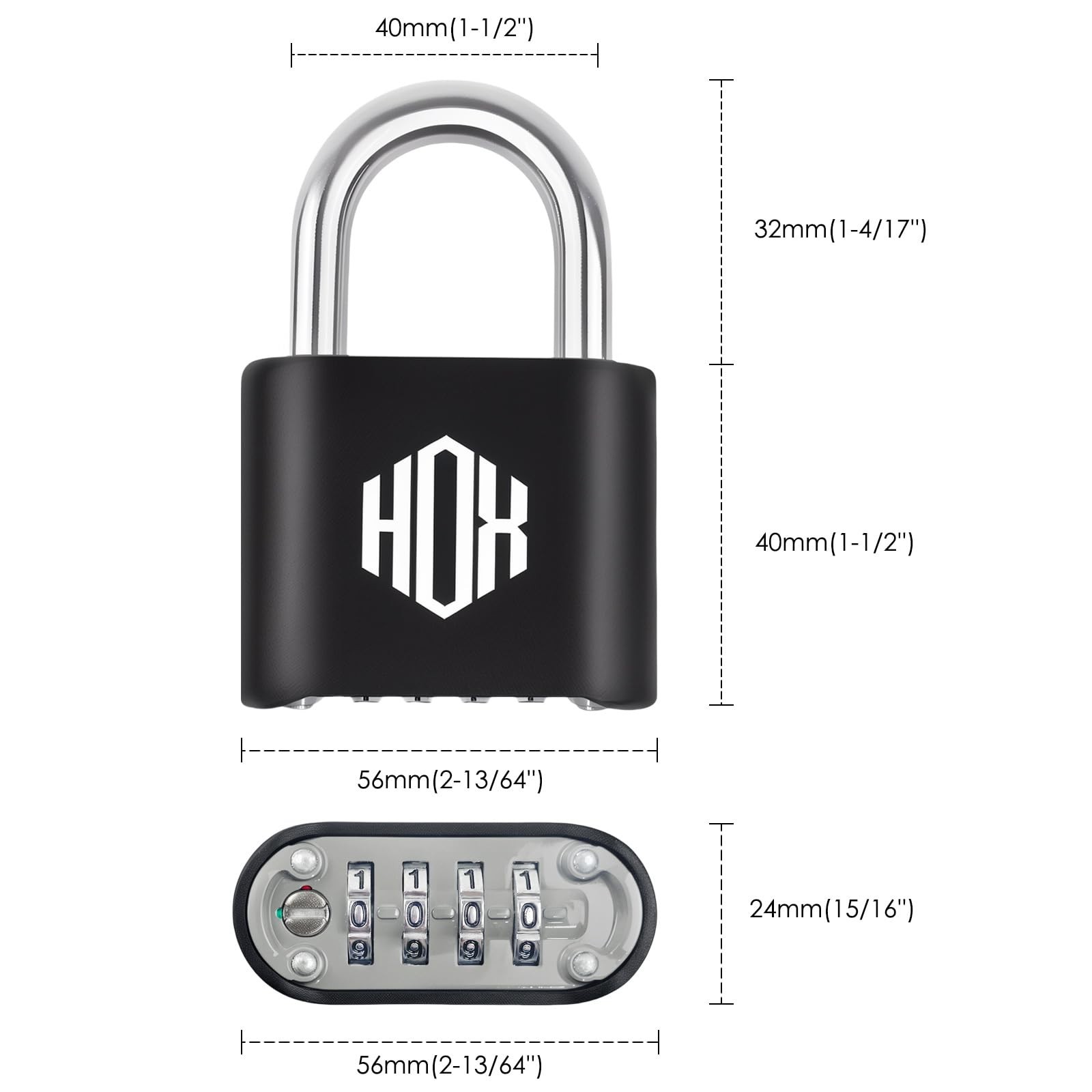 Heavy Duty 4 Digit Combination Lock - Waterproof Outdoor Padlock, 2 Pack for Gym