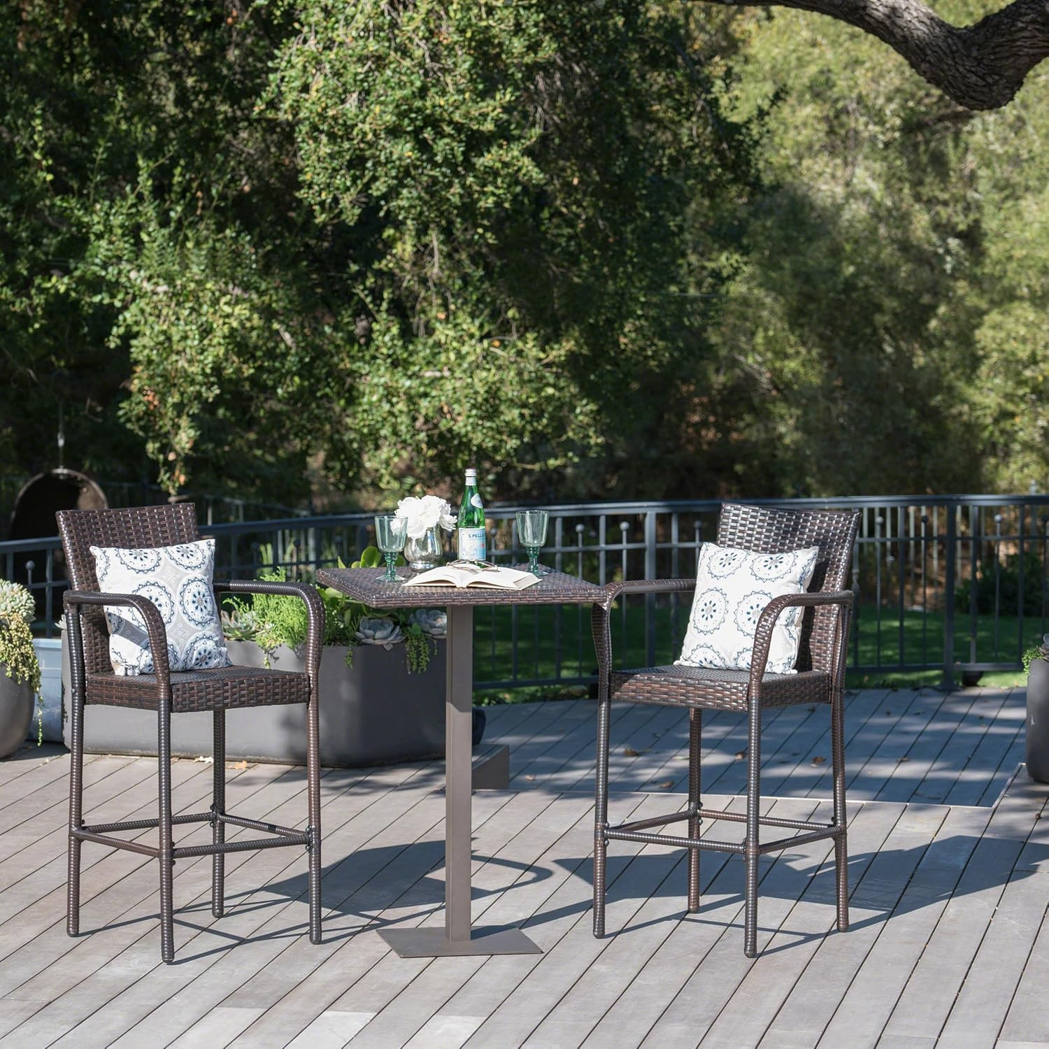 Christopher Knight 3-Pc Outdoor Wicker Bar Set - 26" Multibrown