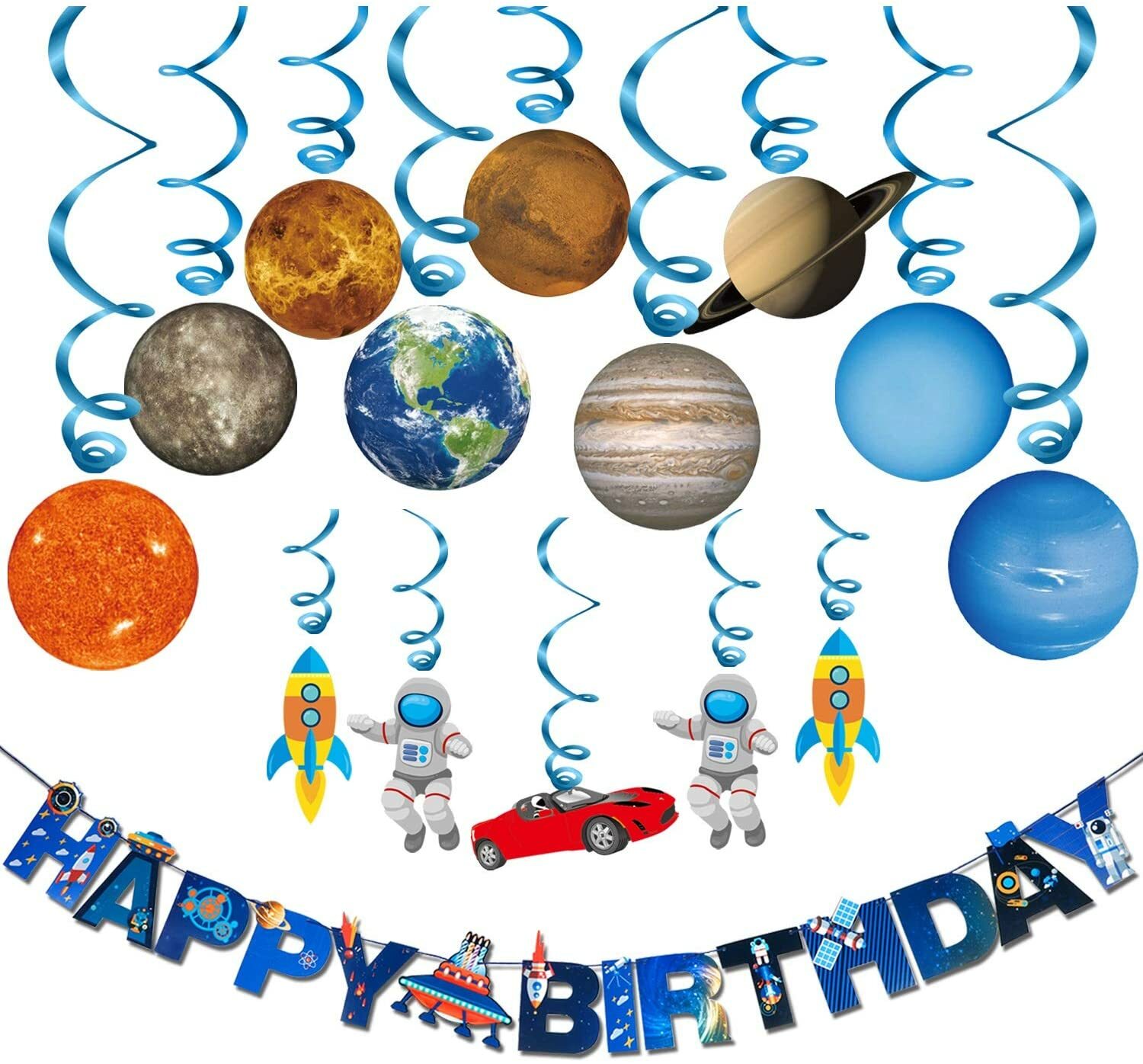 Happy Birthday Decorations Set Universe Space Solar Theme Party Supplies Banner