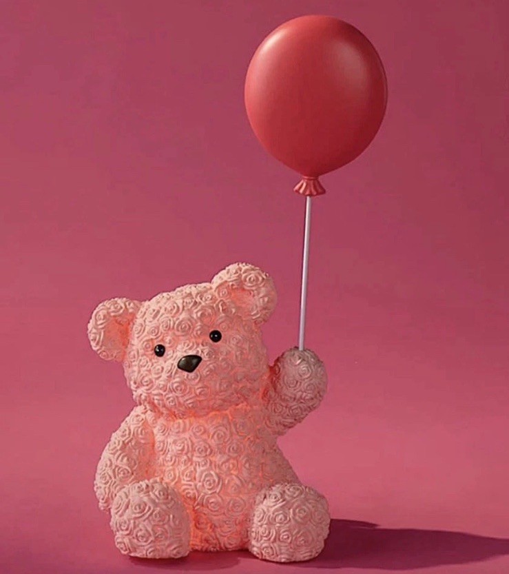 Cracker Barrel 27" VALENTINE'S DAY ROSE TEDDY BEAR W/ BALLOON LIGHTED BLOW MOLD