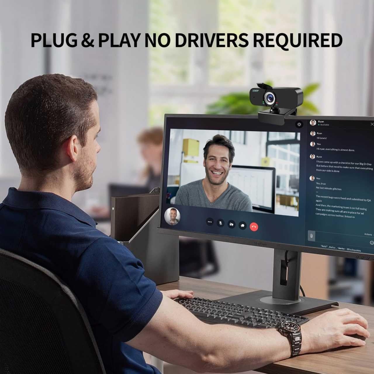 Camara Web Para PC Laptop Computadora 1080P Full HD USB Con Microfono Streaming