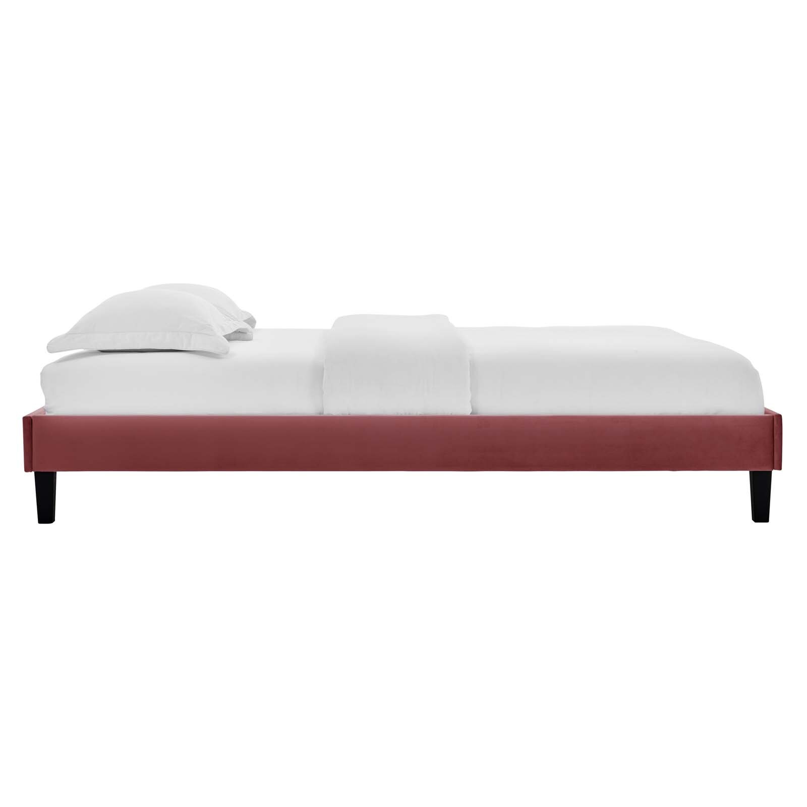 Modway Reign Performance Velvet Twin Platform Bed Frame in Dusty Rose