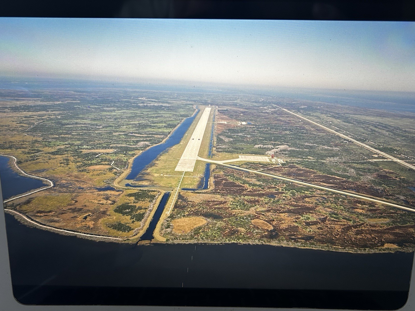 1986 NASA KSC Shuttle Aerial View Landing Facility Presentation Transparency