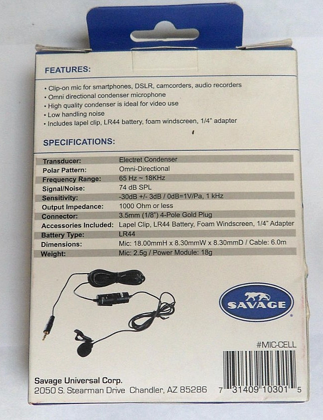 Savage Lavalier DSLR Clip-On Microphone
