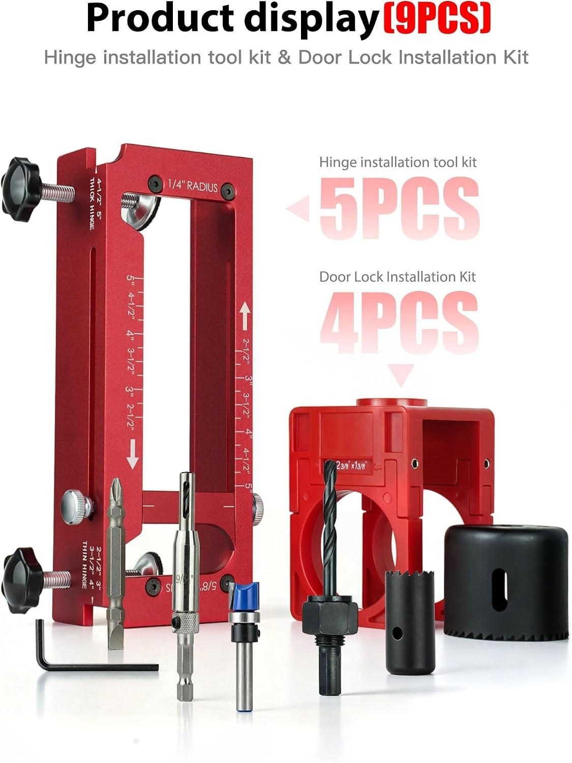 Door Hinge Jig & Lock Hole Drilling Kit – Adjustable Aluminum Router Template...