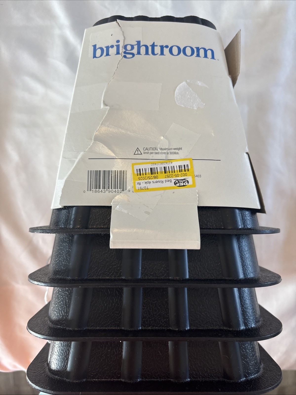 Bed Riser Elevators Black Plastic 5.25"h x 6.25"dia 6" Elevation Set