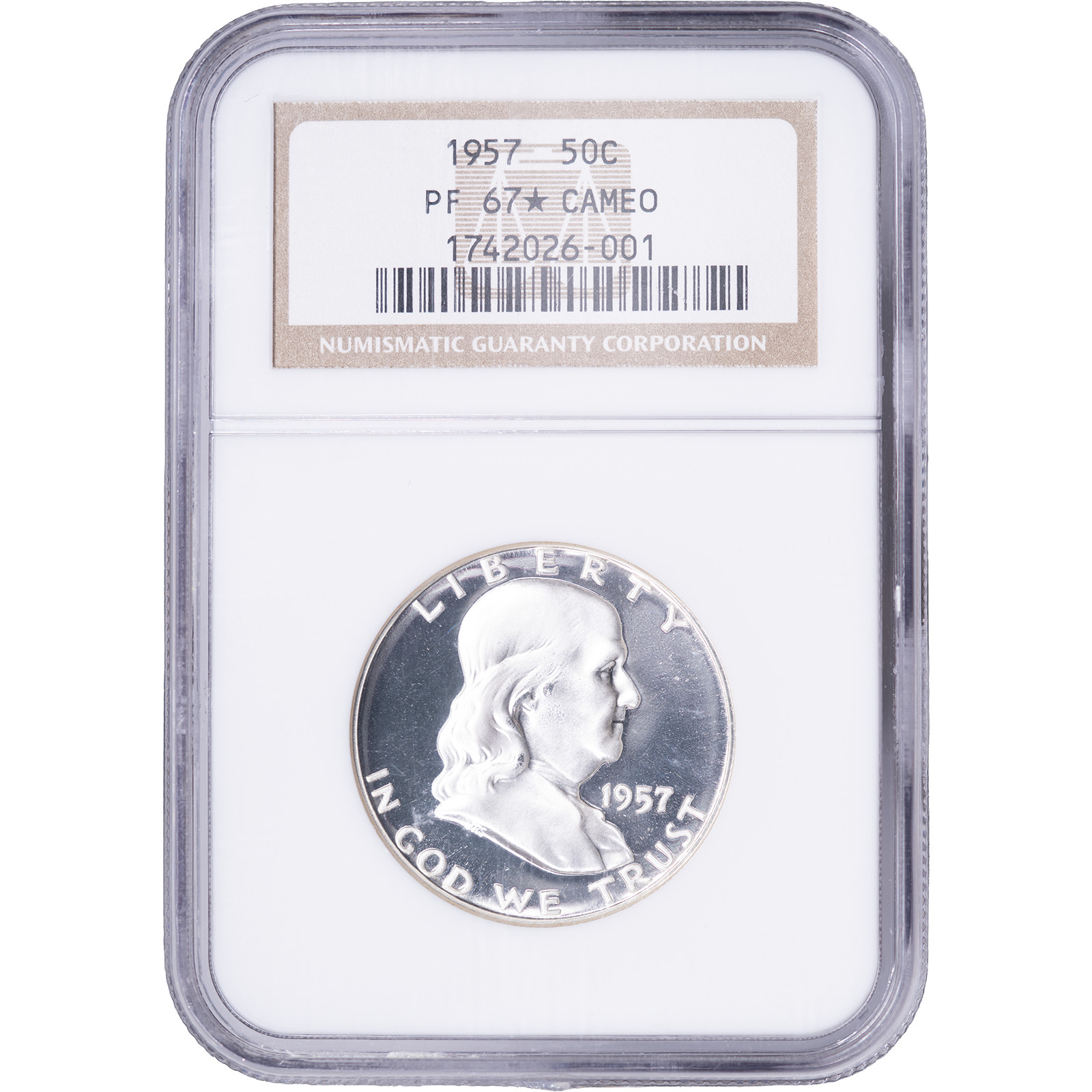1957 50c Silver Proof Franklin Half Dollar ~ NGC PF 67* CAMEO - Star Designation