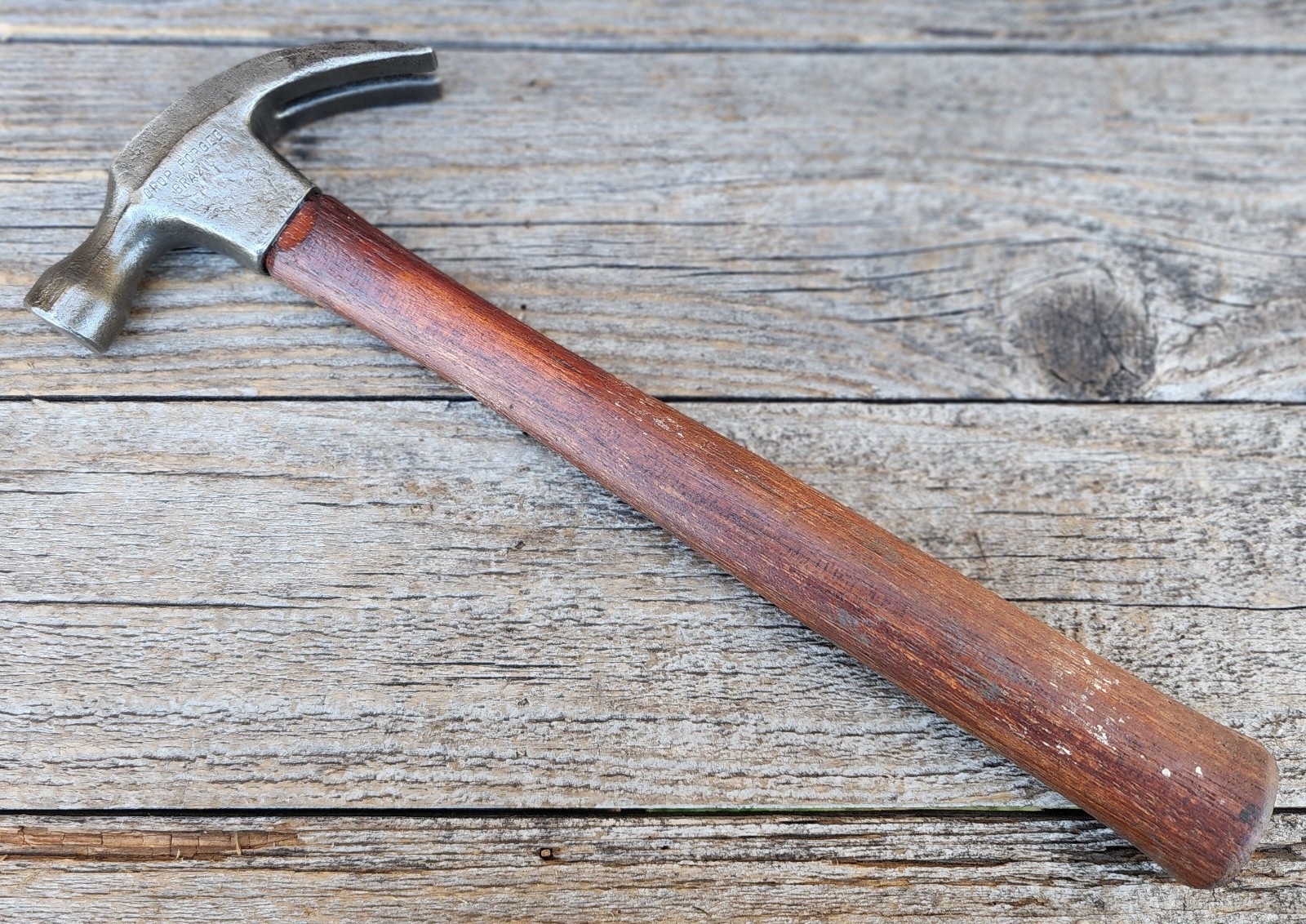 Small Vintage Curved Claw Hammer w/ Wood Handle - Drop Forged Brazil