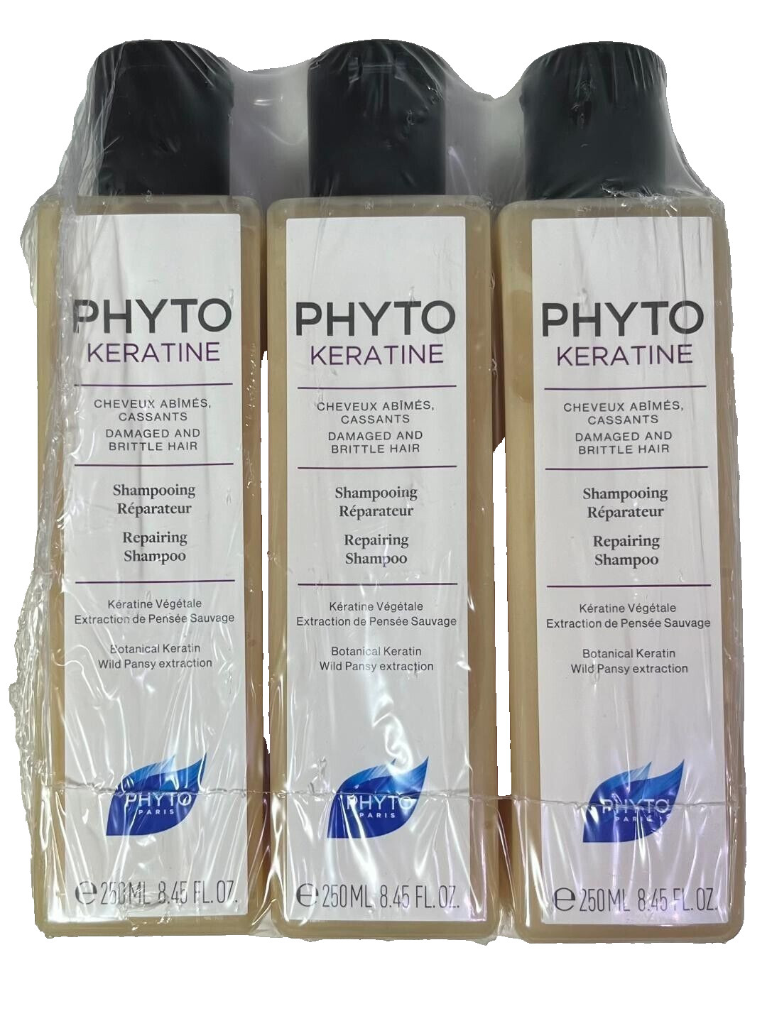 3 PHYTO KERATINE Repairing Shampoo 8.45 oz ea FACTORY SEALED (935)