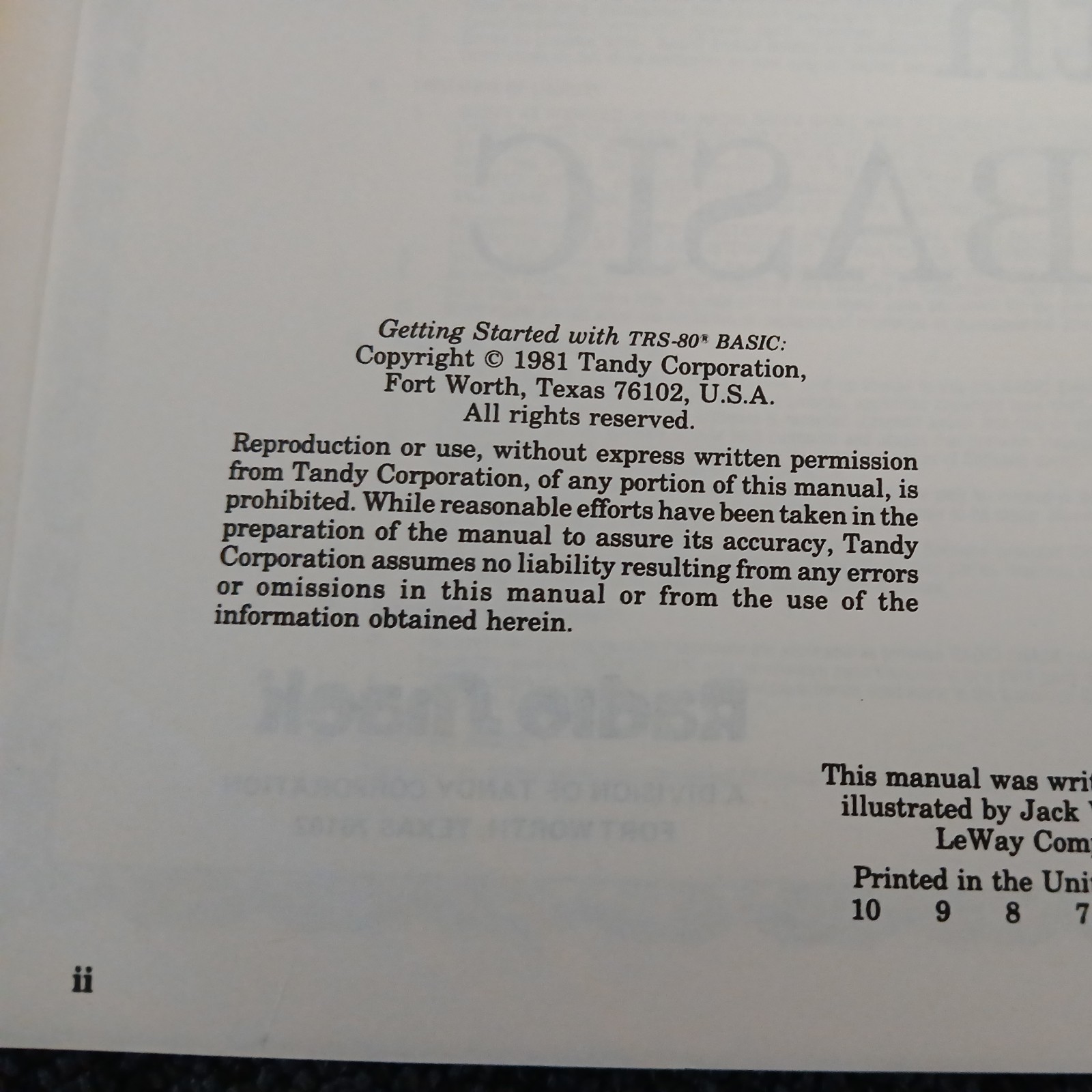 Getting Started With TRS-80 BASIC for Models I, III & 4 Radio Shack VTG