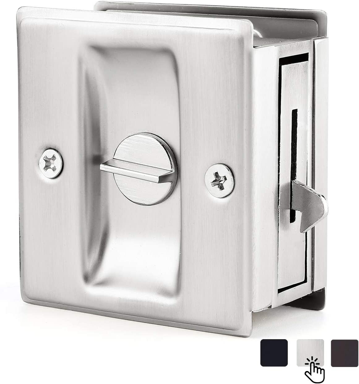 HOMOTEK Privacy Pocket Door Lock Hardware with Pull - Replace Old or Damaged Sli