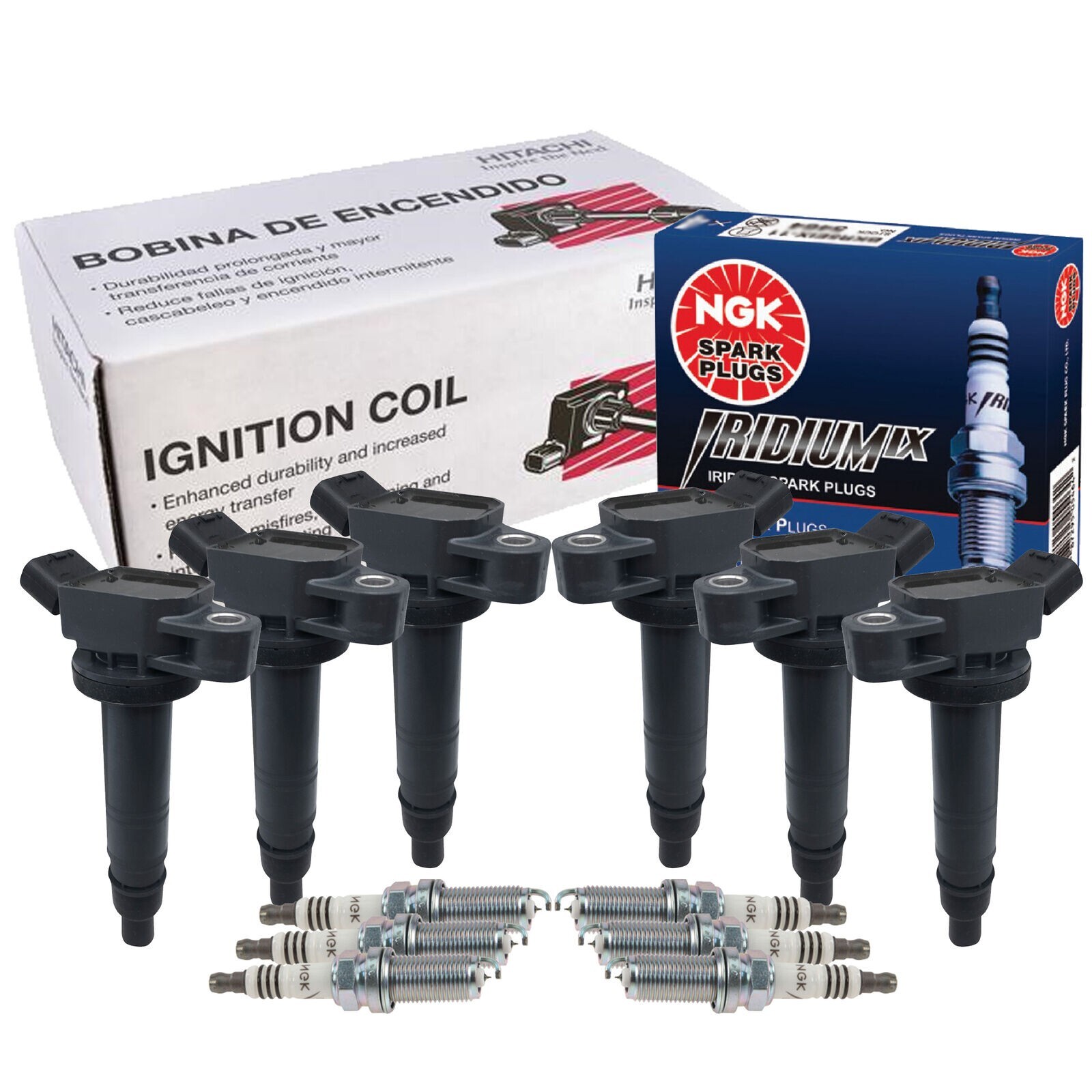Hitachi 6 Ignition Coil NGK 6 Iridium IX Spark Plugs Kit For Toyota 4.0 V6 1GRFE