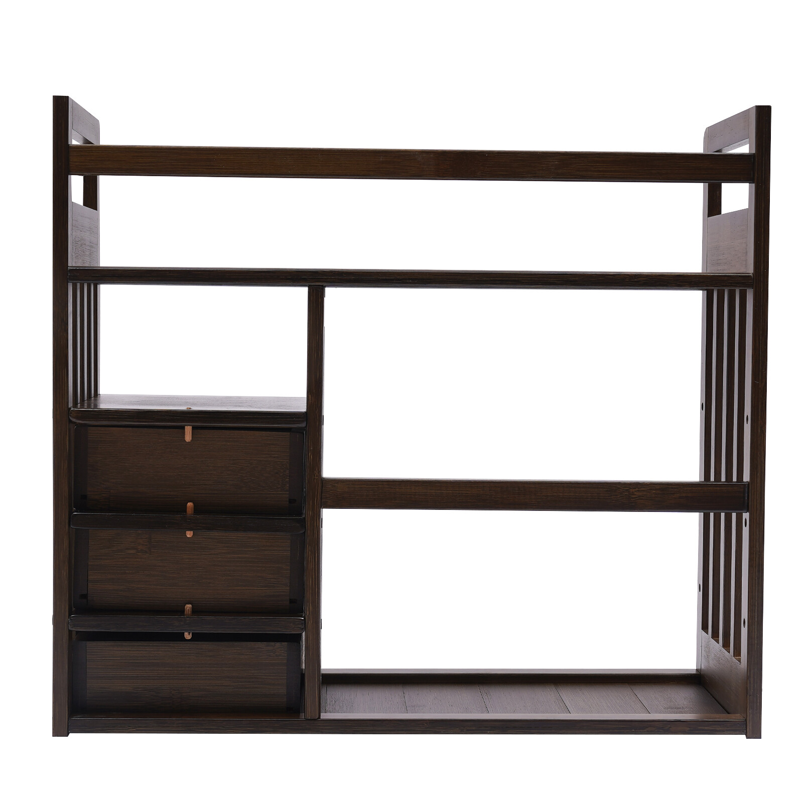 Desktop Bookshelf with Drawer, Bamboo Drawers,Tabletop Storage Container