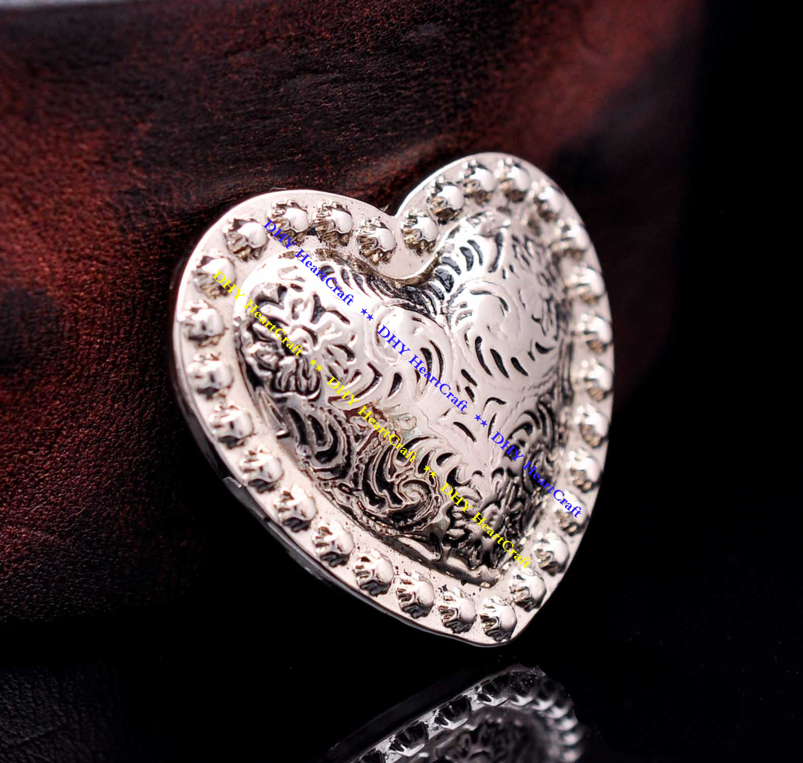 6PCS WESTERN HEADSTALL HORSE TACK LOVE HEART BERRY SADDLE BELT CONCHOS 1-1/8"