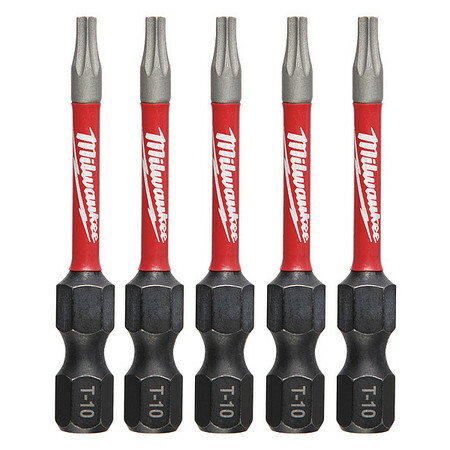 Milwaukee 48-32-4682 T10 Torx Shockwave Impact 2" Power Bits (5 Pk)
