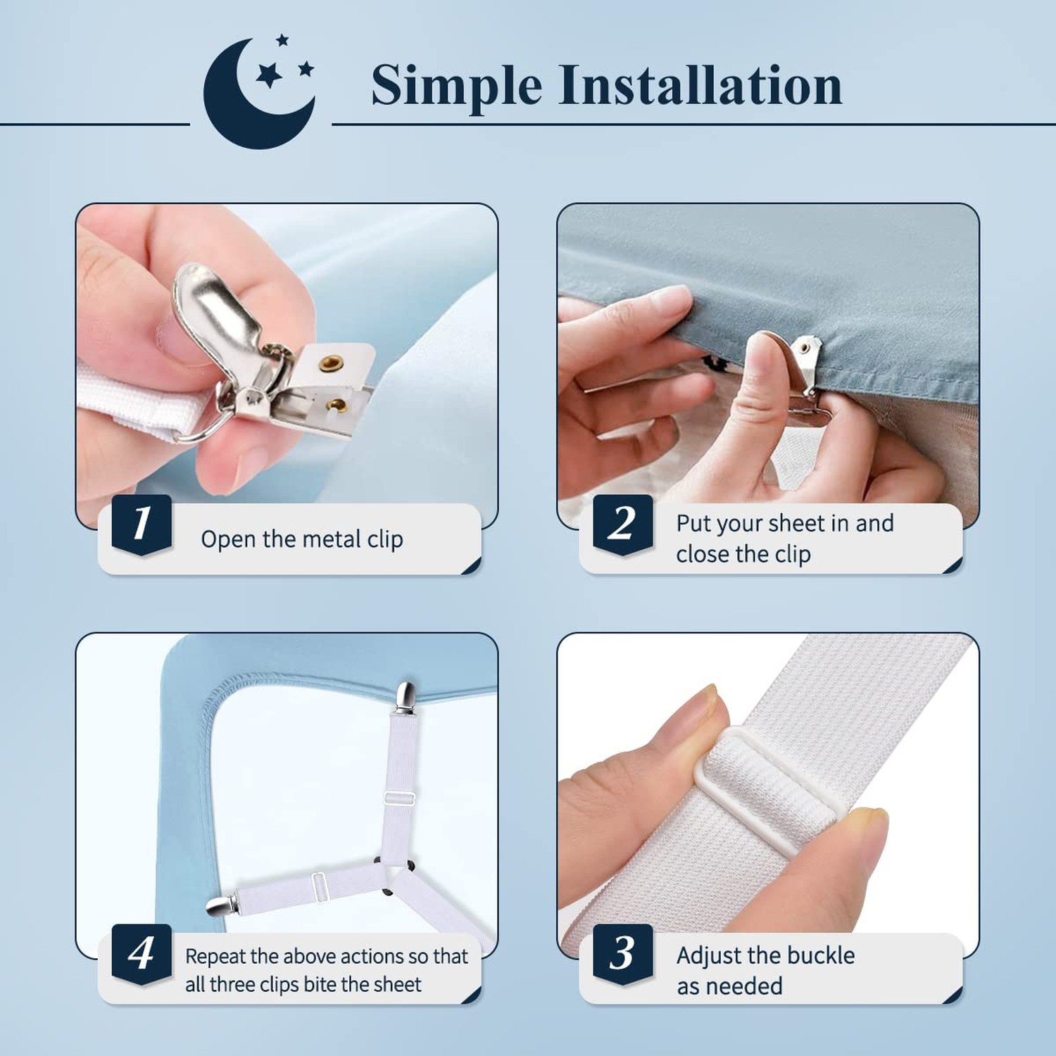 Sopito Sheet Straps, Adjustable Bed Sheet Suspenders Max Stretch from 29.5 in...
