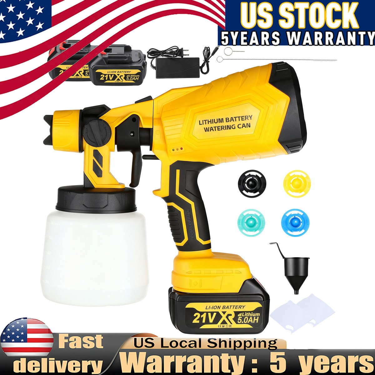 Cordless Paint Sprayer with 2* Battery 5000mAh Electric Spray High Pressure