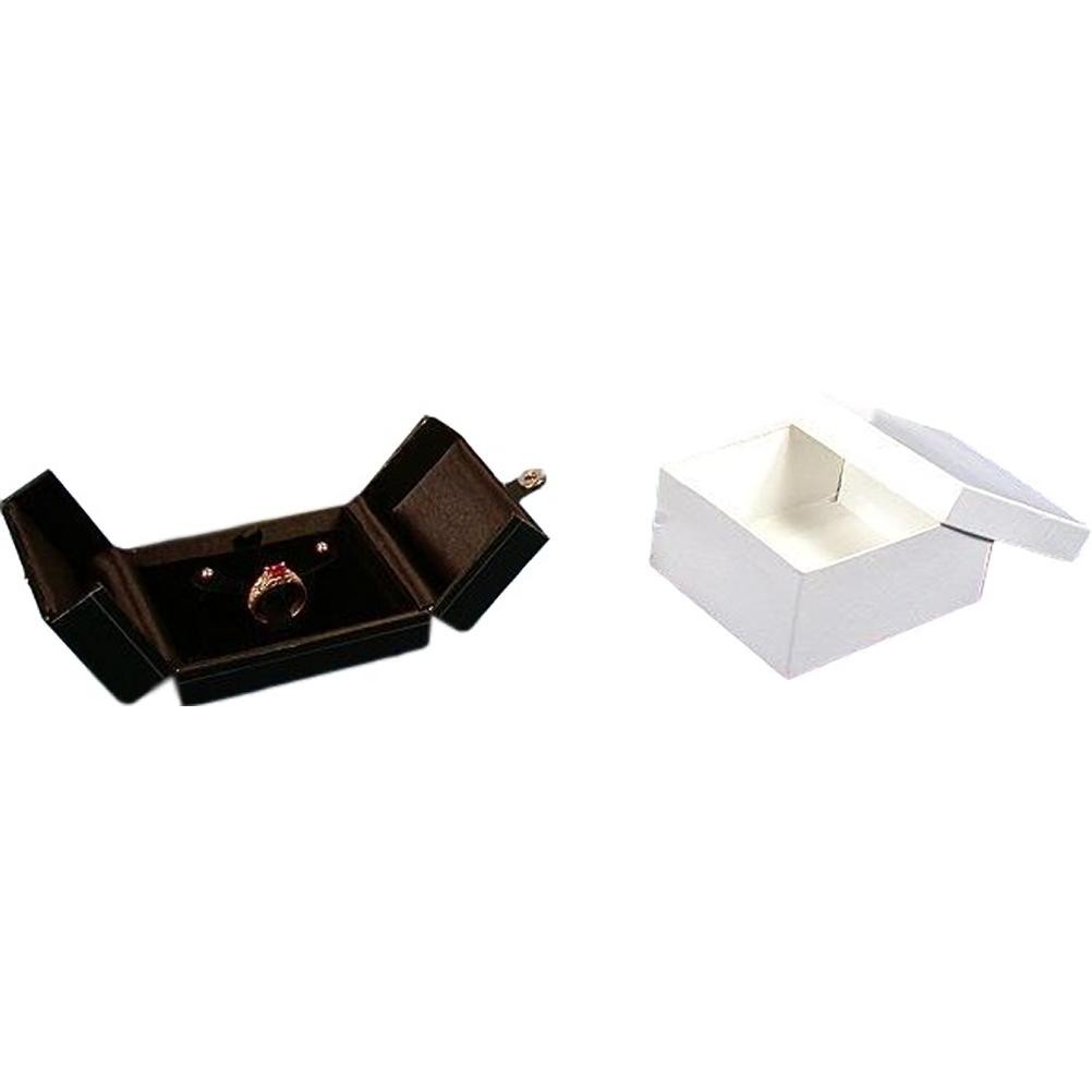 Earring & Ring Combo Box Black Faux Leather 3 1/2" (Only 1 Box)