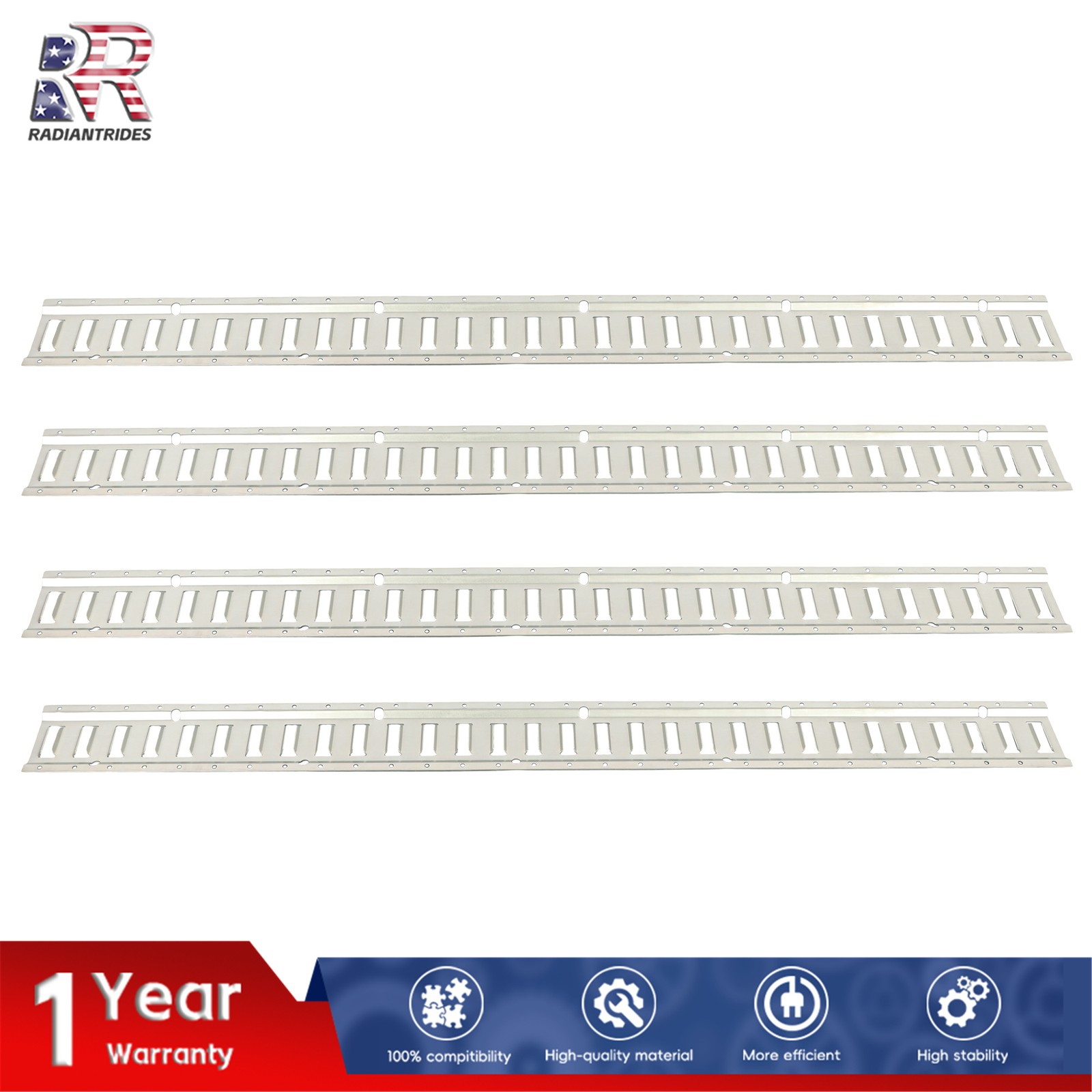 Silver E Track Rail Kit 4 Pieces 5 Foot Length For Utility Cargo Van Tie Down