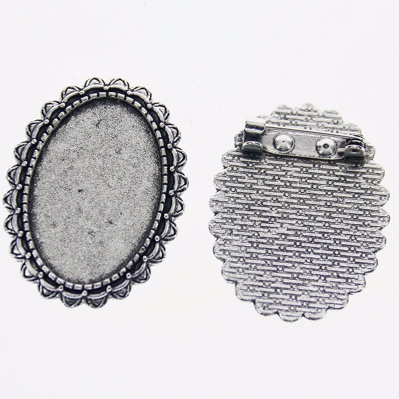 3pcs Tibetan silver color oval 20x30mm cabochon settings brooch design XA0109