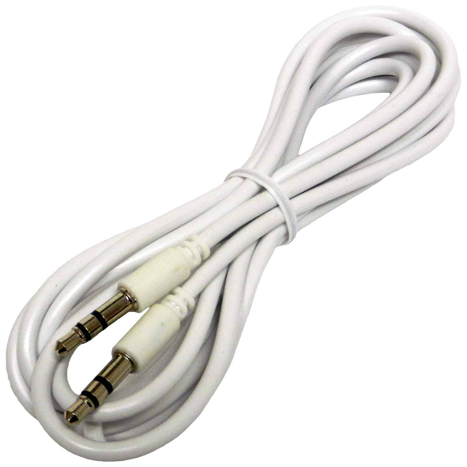6' Ft Feet White Aux Cable 3.5mm Male-to-Male Auxiliary Wire Stereo Audio Cord