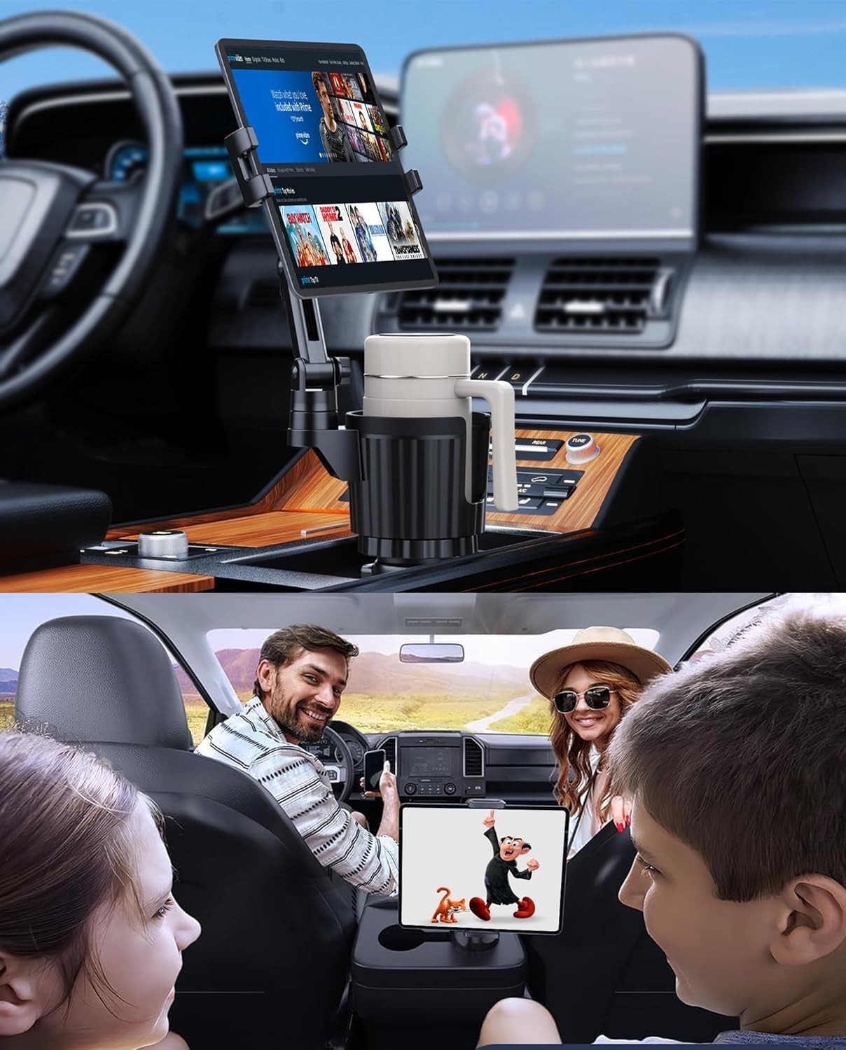 Cup Holder Tablet Mount, Ipad Cup Holder Car Mount with Adjustable Arm for Table