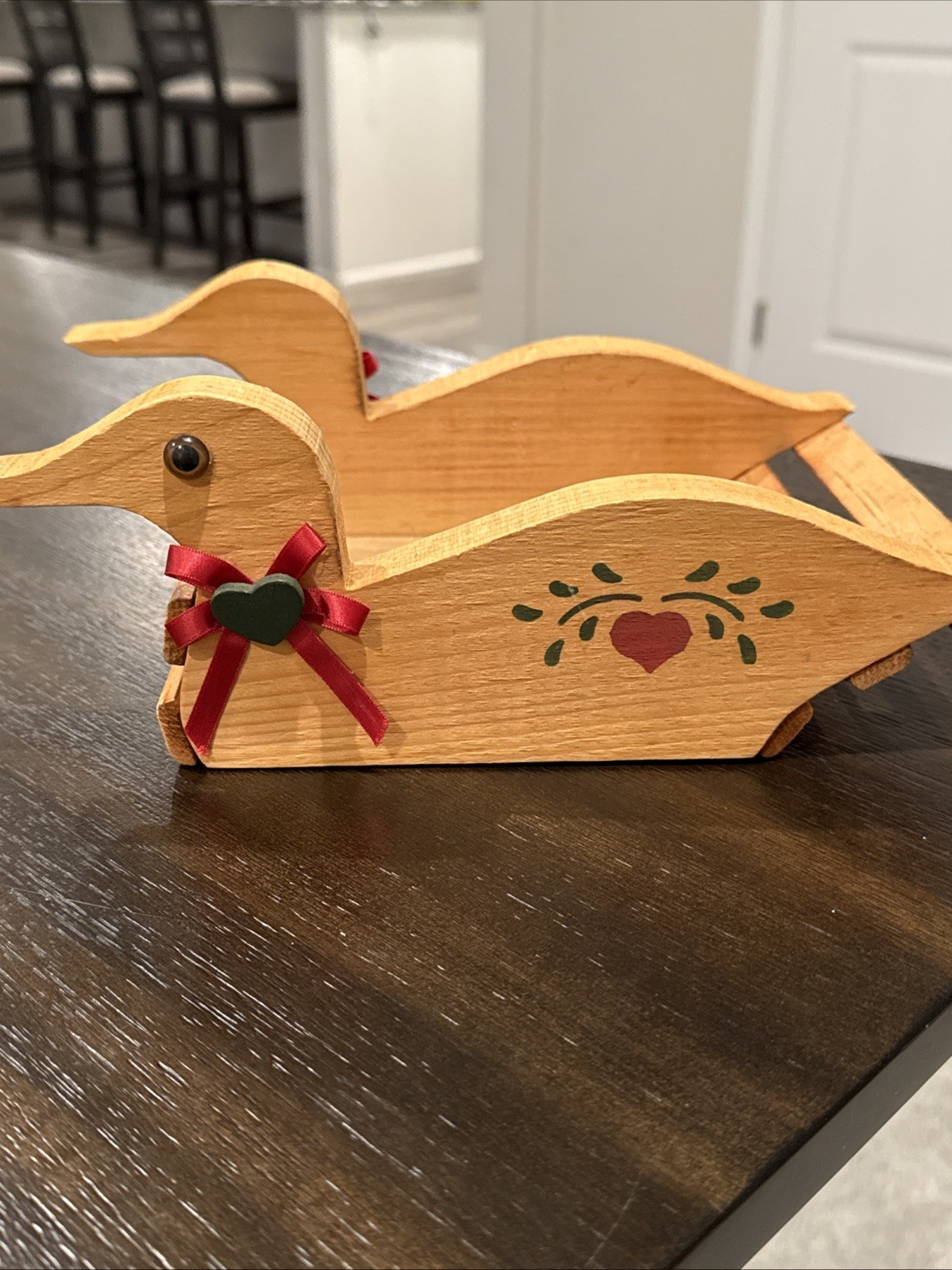 Vintage Wood Duck Basket Folk Art Country Primitive Mallard 10x7