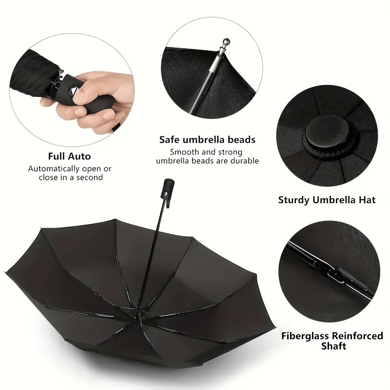 Folding Umbrella Automatic Windproof Compact Travel Sun Rain Women Men