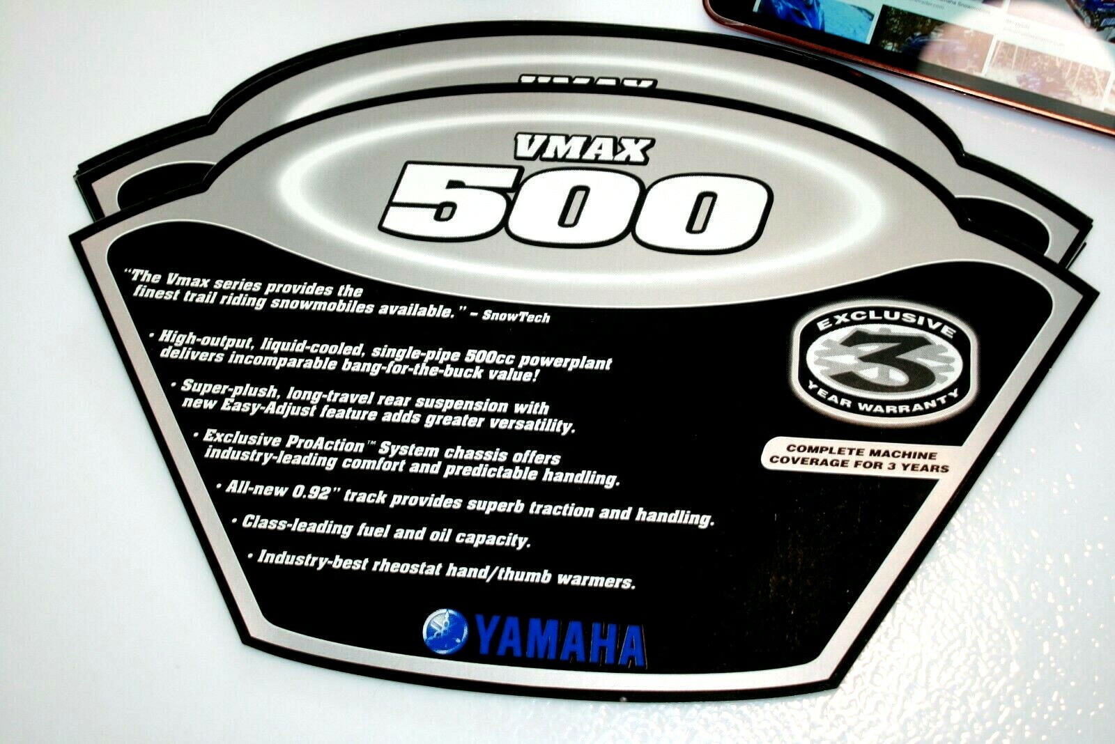NOS YAMAHA DEALER SALES AID SNOWMOBILE WINDSHIELD 2000 VMAX 500