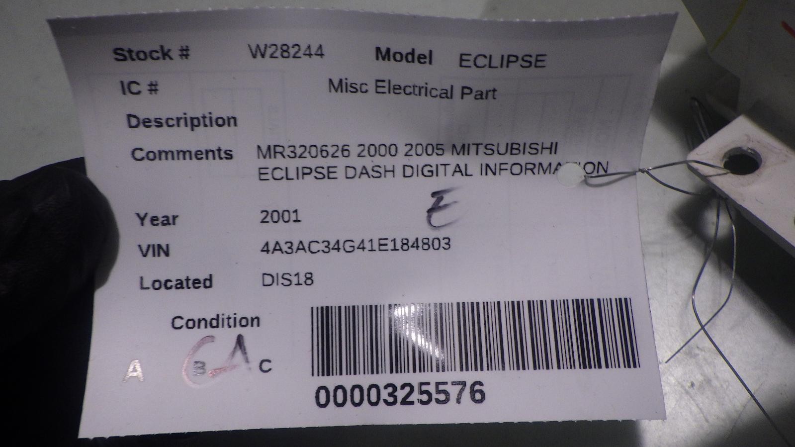 01 MITSUBISHI ECLIPSE Dash Digital Information Clock Bezel MR320626