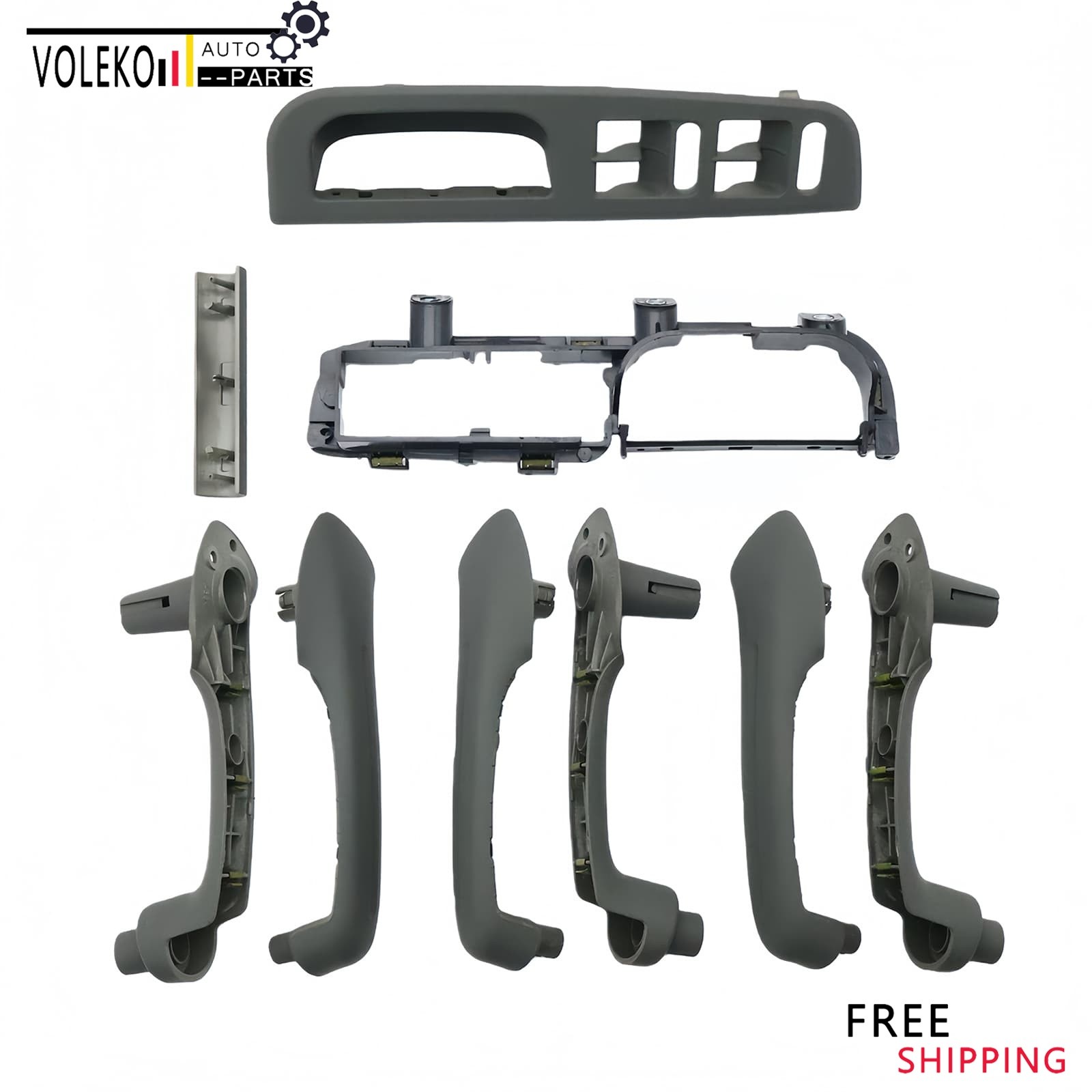 1Set For 98-04 Volkswagen Passat B5 Door Grab Handle Cover Switch Bezel Kit GRAY