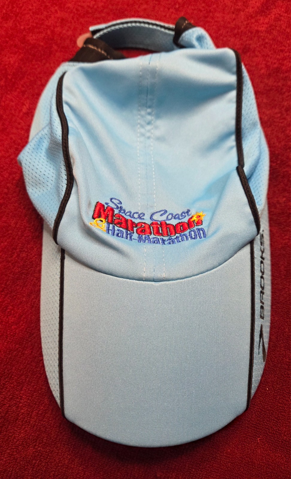 Brooks Space Coast Marathon Running Lightweight Packable Hat Adjustable Cap Blue