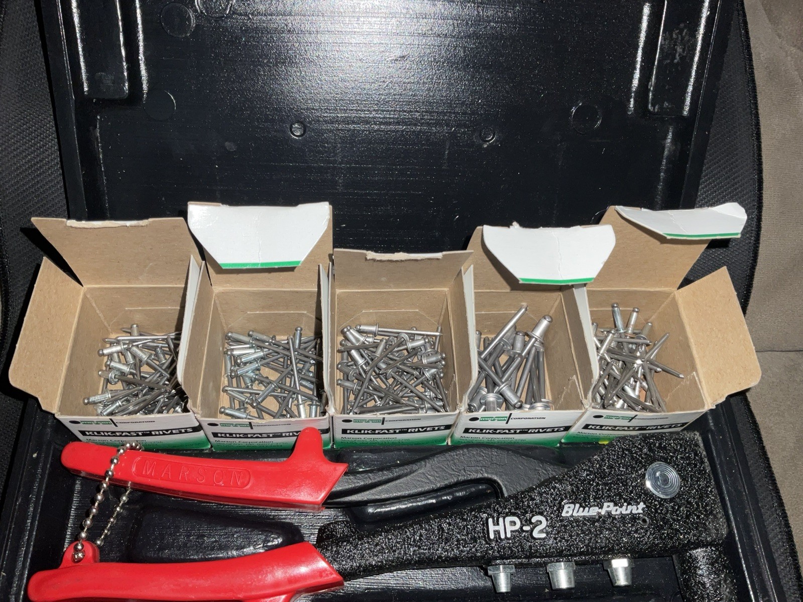 🧰Blue-Point HP-200A Rivet Set Marson w/Assorted Rivets + Case *Read* 🔩