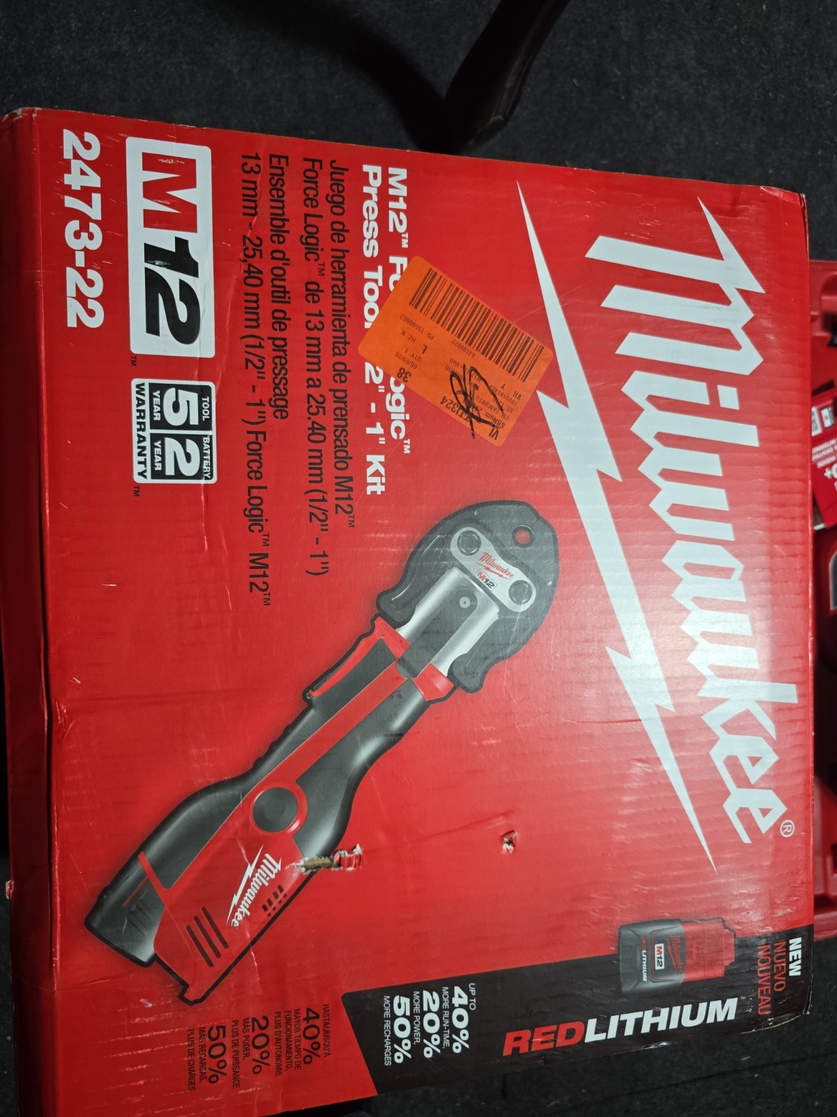 Milwaukee 2473-22 M12 Force Logic 5400 lbs Press Tool Kit, 1/2" - 1" Jaw