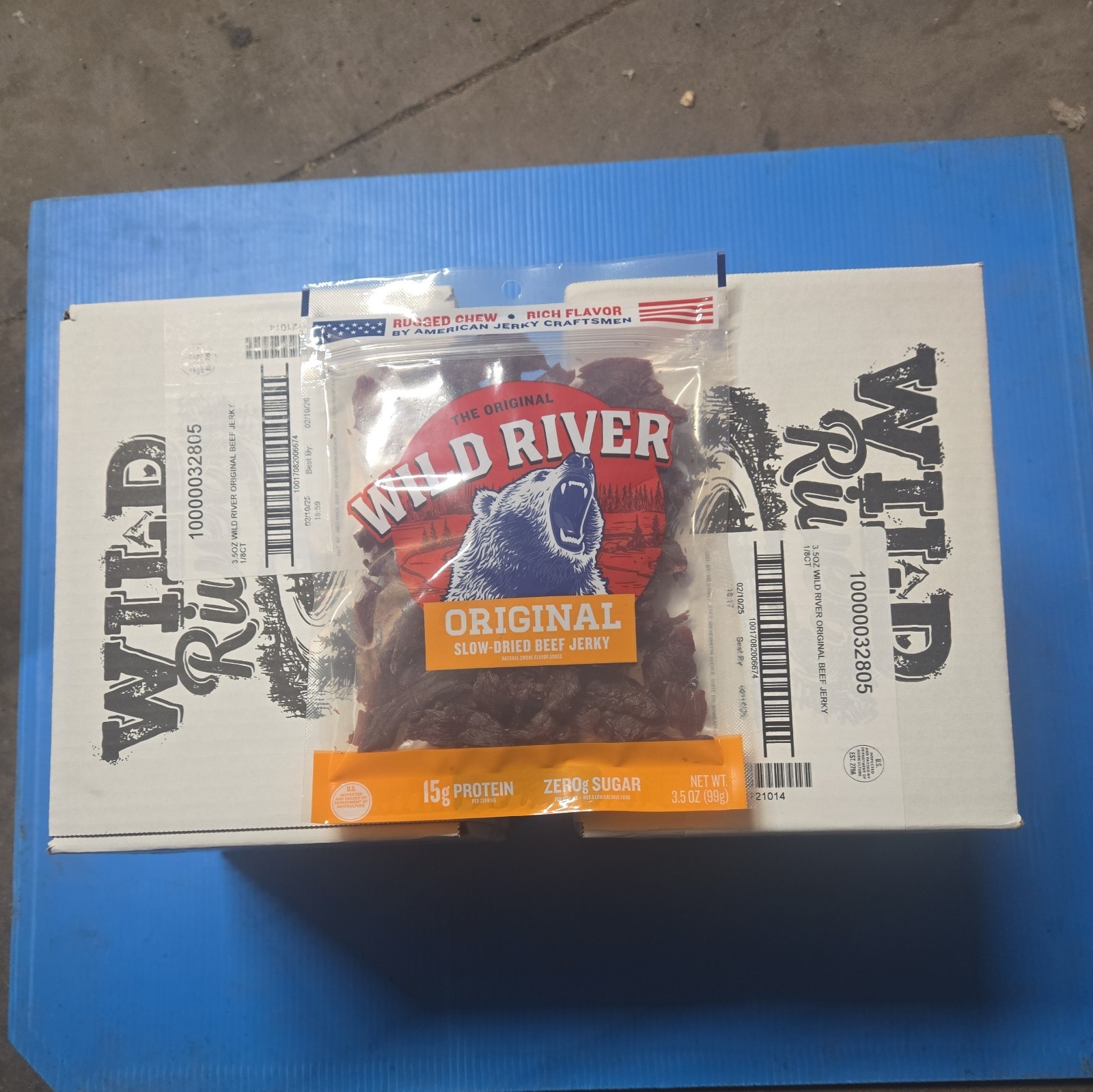 2 Cases Wild River  Original Beef Jerky 16 Bags 56oz Total bbd 2/10/26