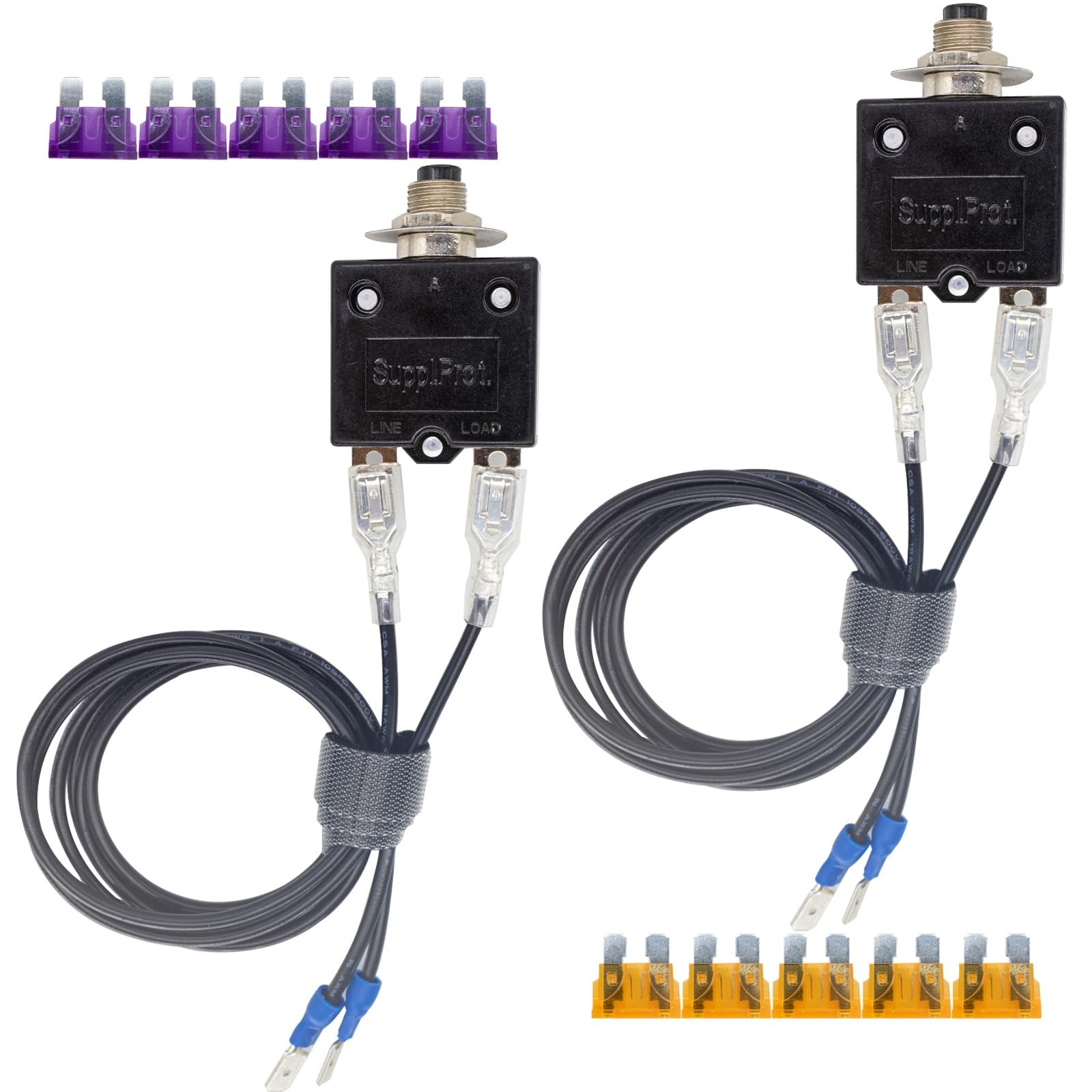 2Pack Circuit Breakers- 3A/5A Resettable Fuse Kit Professional HVAC black