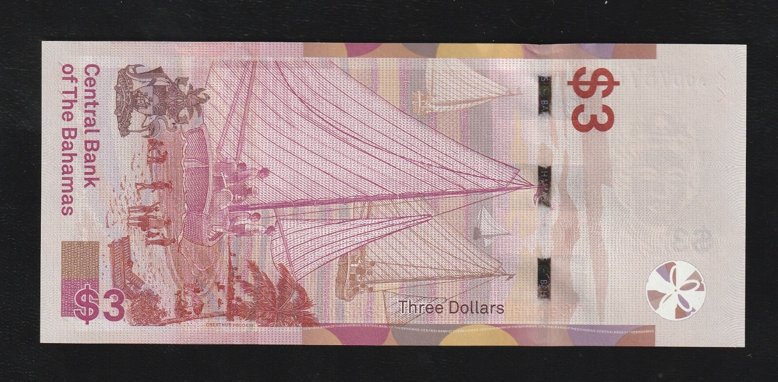 Bahamas 3 Dollars 2019 P 78 UNC